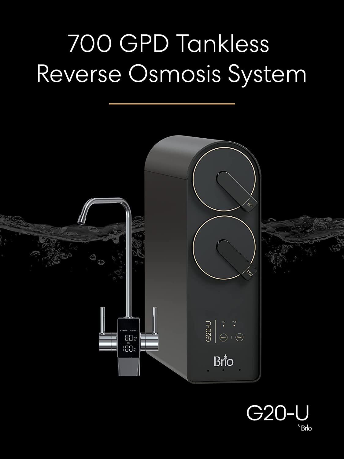 Brio Reverse Osmosis Water Filtration System, 700 GPD, 2:1 Pure to Drain