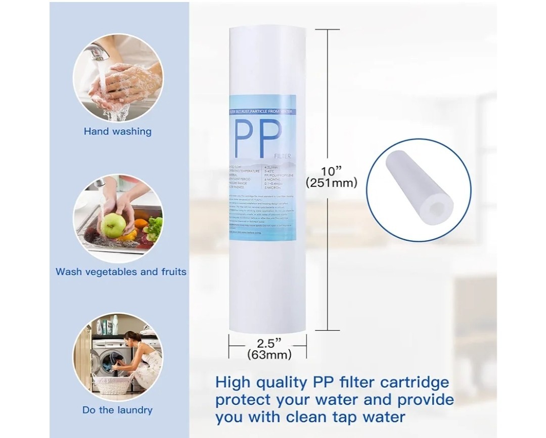 Water Filter Cartridge Replacement, 2xPP Cotton Filter 2.5″x10″ 5 Micron…