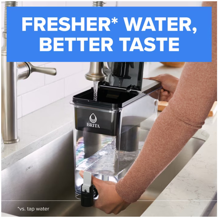 Brita 27 Cup Extra Large Plastic Water Filtration Dispensers, Black, BPA Free