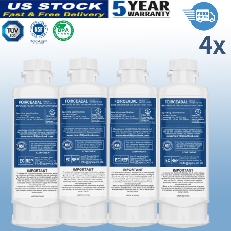 4PCS For Samsung for DA97-17376B HAF-QIN/EXP REFRIGERATOR Water Filter