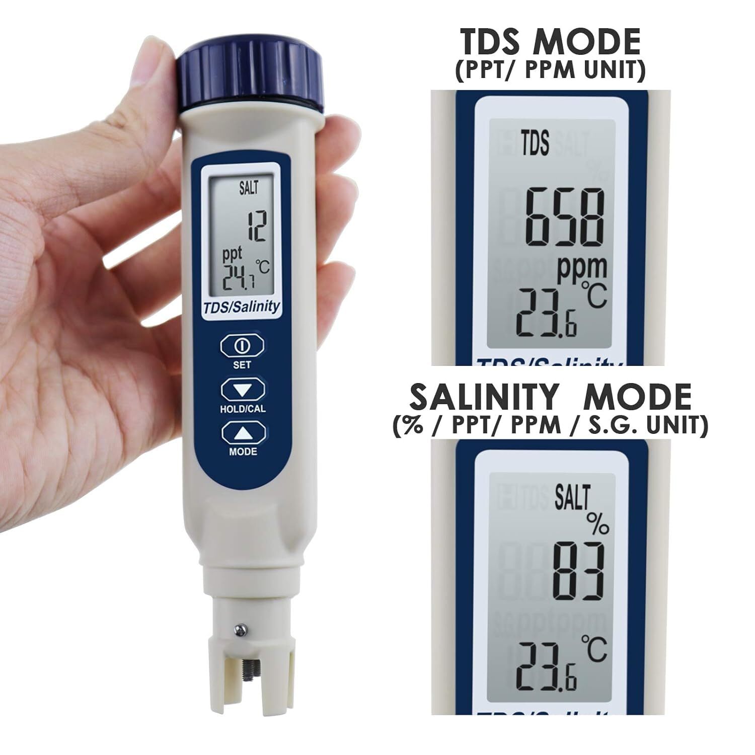 Pentype TDS/Salinity/Temperature Tester Water Quality Meter ATC Multiple…