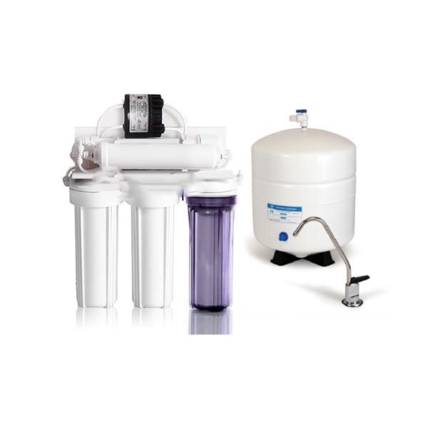 5 Stage Complete Reverse Osmosis Drinking Water Filter System + Permeate Pump ER