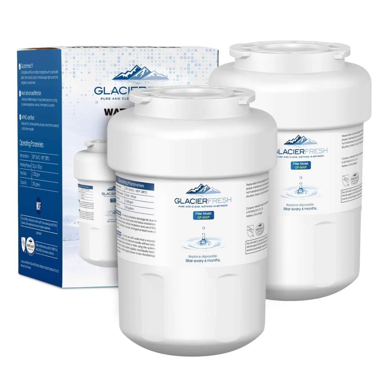 2PK GLACIER FRESH Replacement for MWF Refrigerator Water Filters, SmartWater…