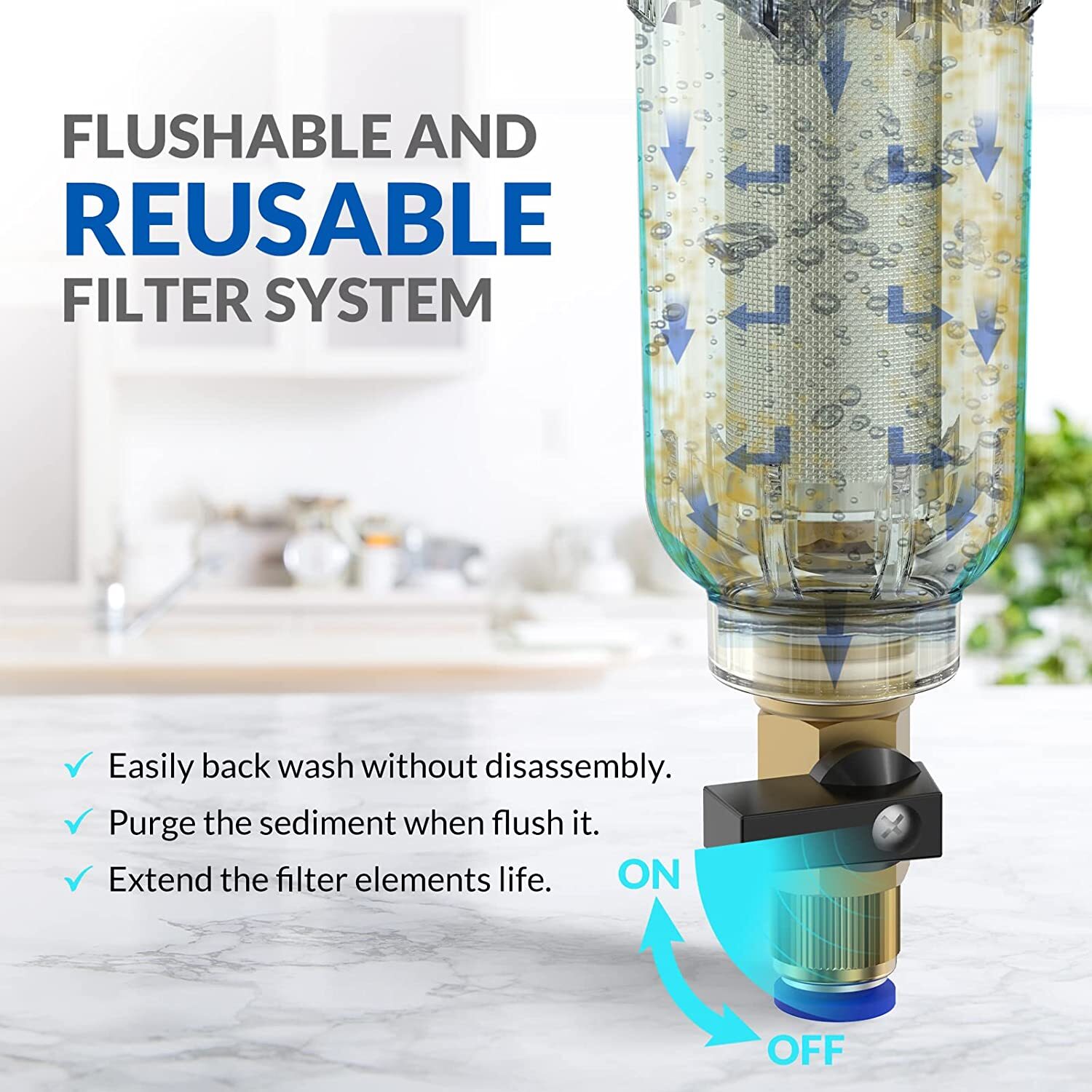 Big Blue Whole House Water Filter Housing System 20″ x4.5″ CTO Carbon Filtration