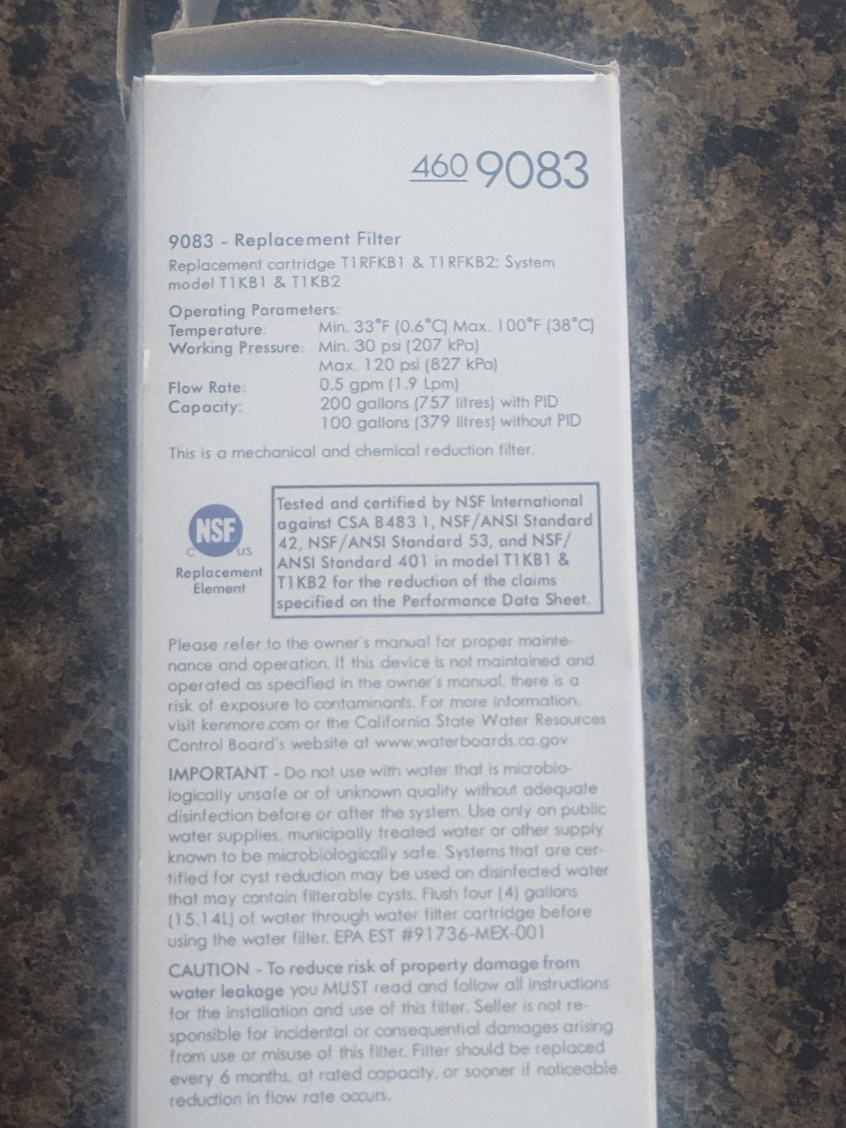 Genuine OEM Lot 2 Kenmore 4609083 Replacement Refrigerator Water Filters 9083