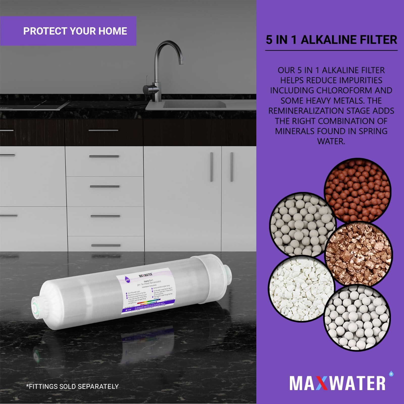 11 Stage Reverse Osmosis System Filter Set, 5 in1 Alkaline with UV 2 Pins Lamp