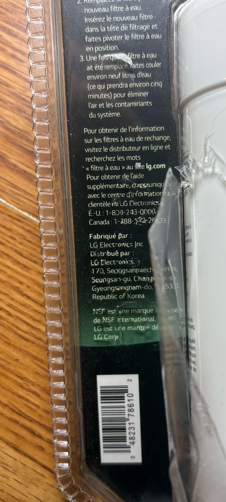 Genuine LG Water Filter Replacement Cartridge LT700P/PC/PCS New Damaged Package