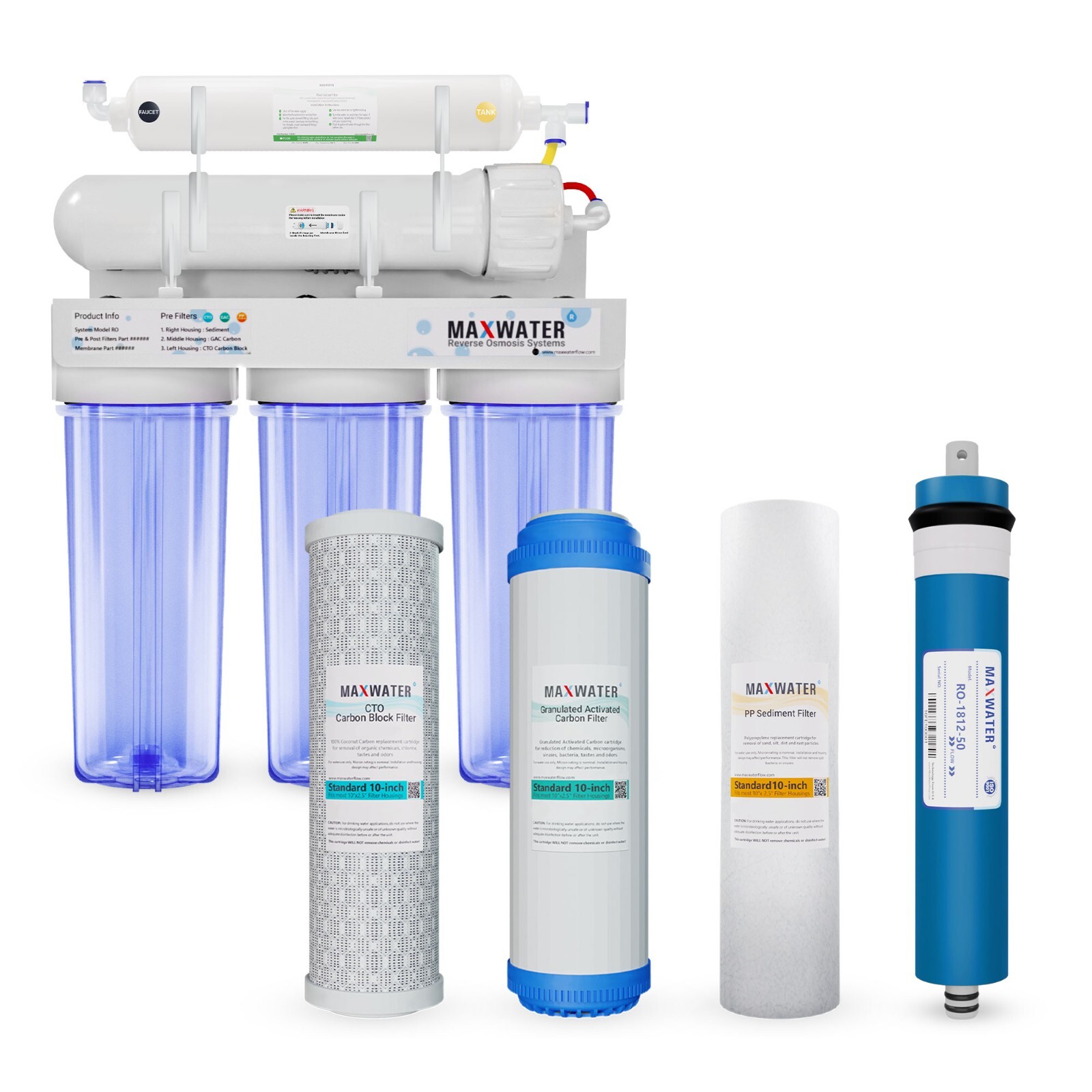 5 Stage Drinking Reverse Osmosis System with 5 filters / without tank and faucet