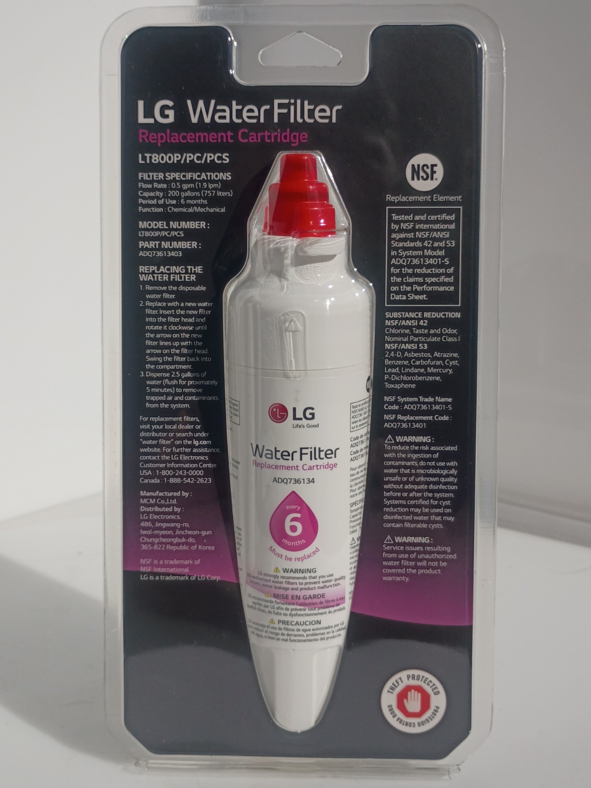 LG LT800P Refrigerator Water Filter ADQ73613403 Fits Kenmore 9490 NSF OEM 3 Pack