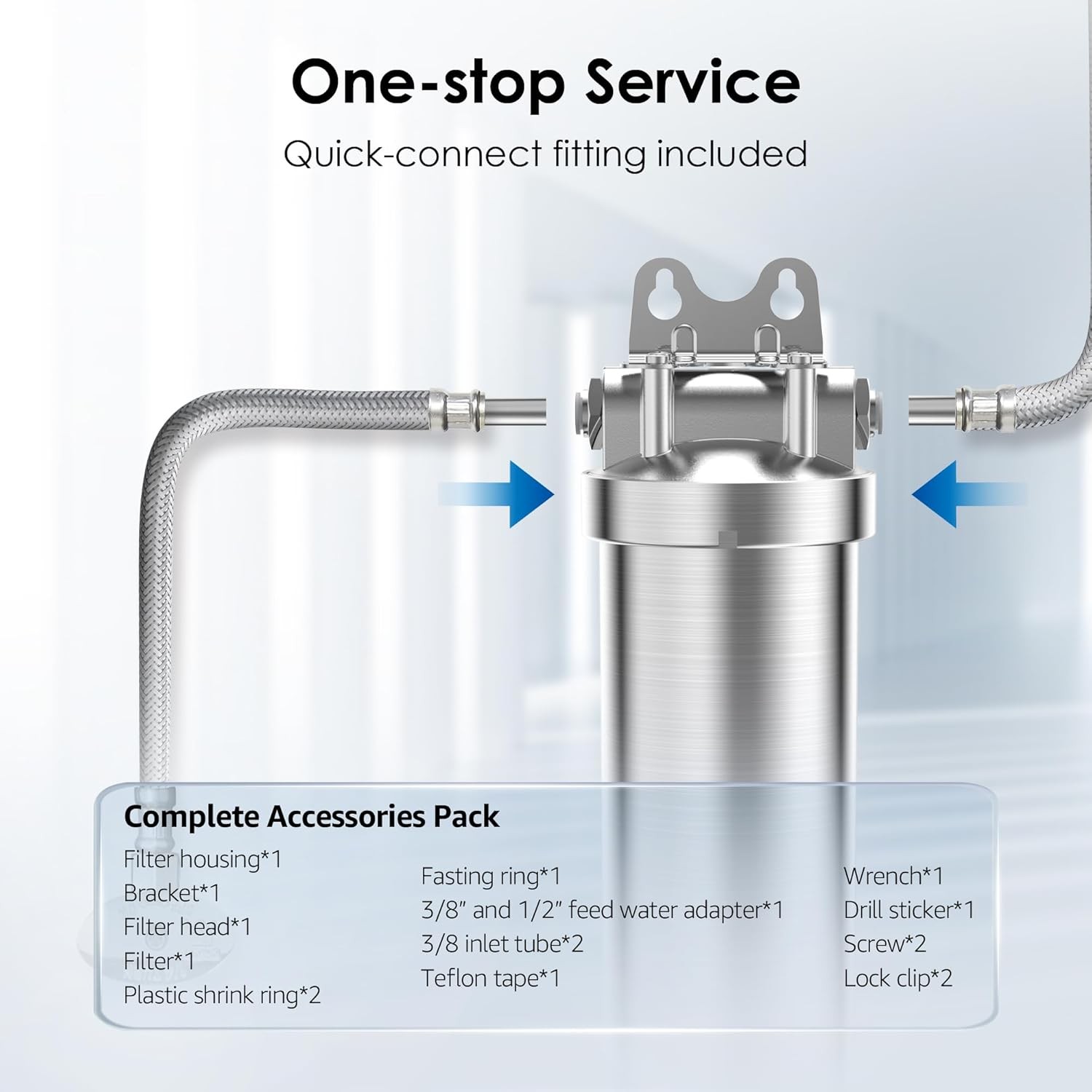 Waterdrop BS08 Under Sink Water Filter, Stainless Steel, 1 Year Lifetime
