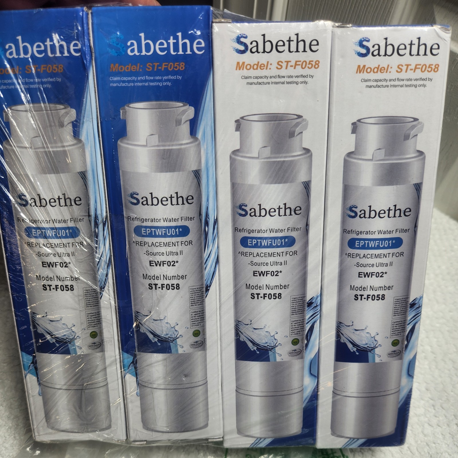 4 Pack Sabethe ST-F058 Water Filter Replacement for EPTWFU01 PureSource Ultra II