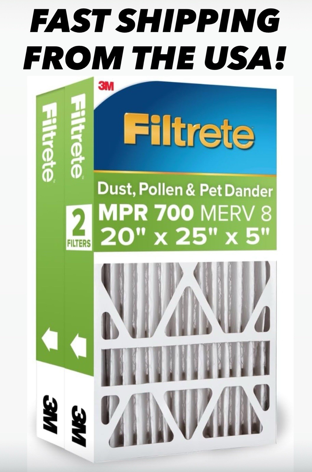2 Pack Filtrete Electrostatic Air Filter 700 MPR 703DP5-2PK1E 20 in x 25 x 5 in