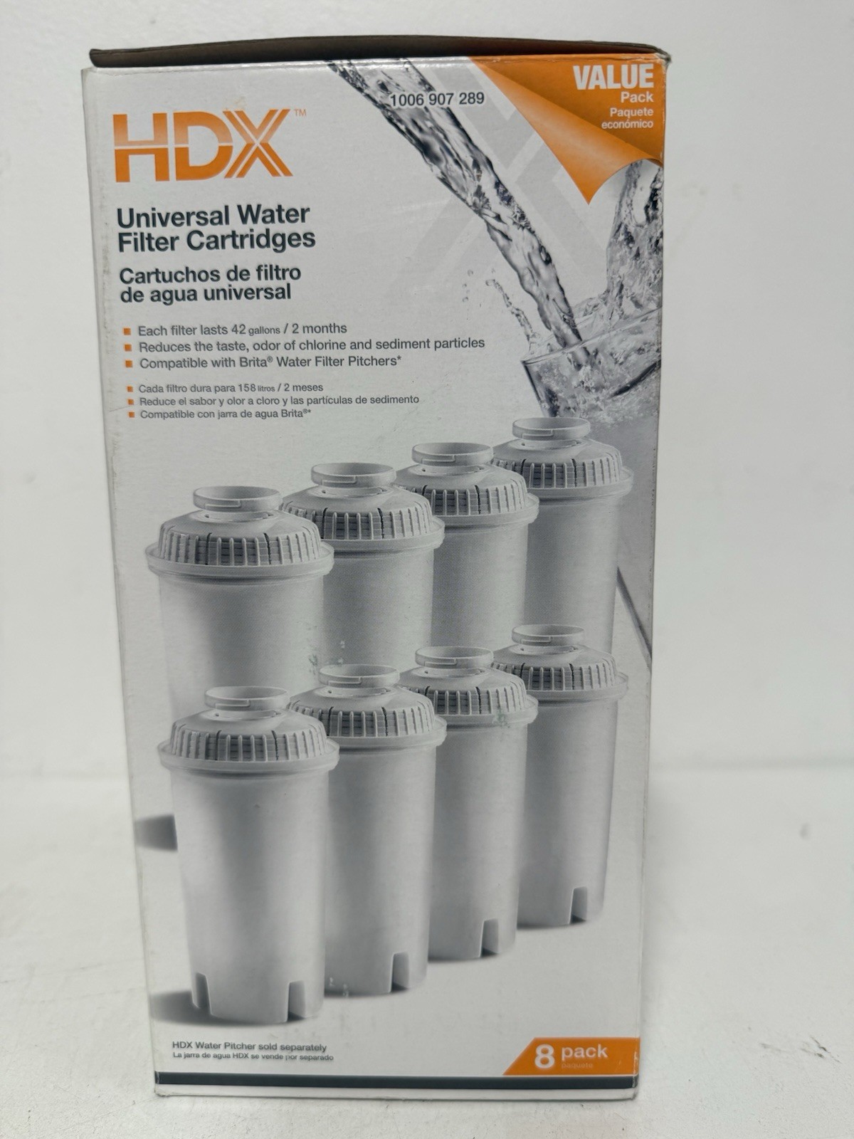 8-Pack HDX F003 Universal Water Filter Cartridges -Compatible W/ Brita Pitchers