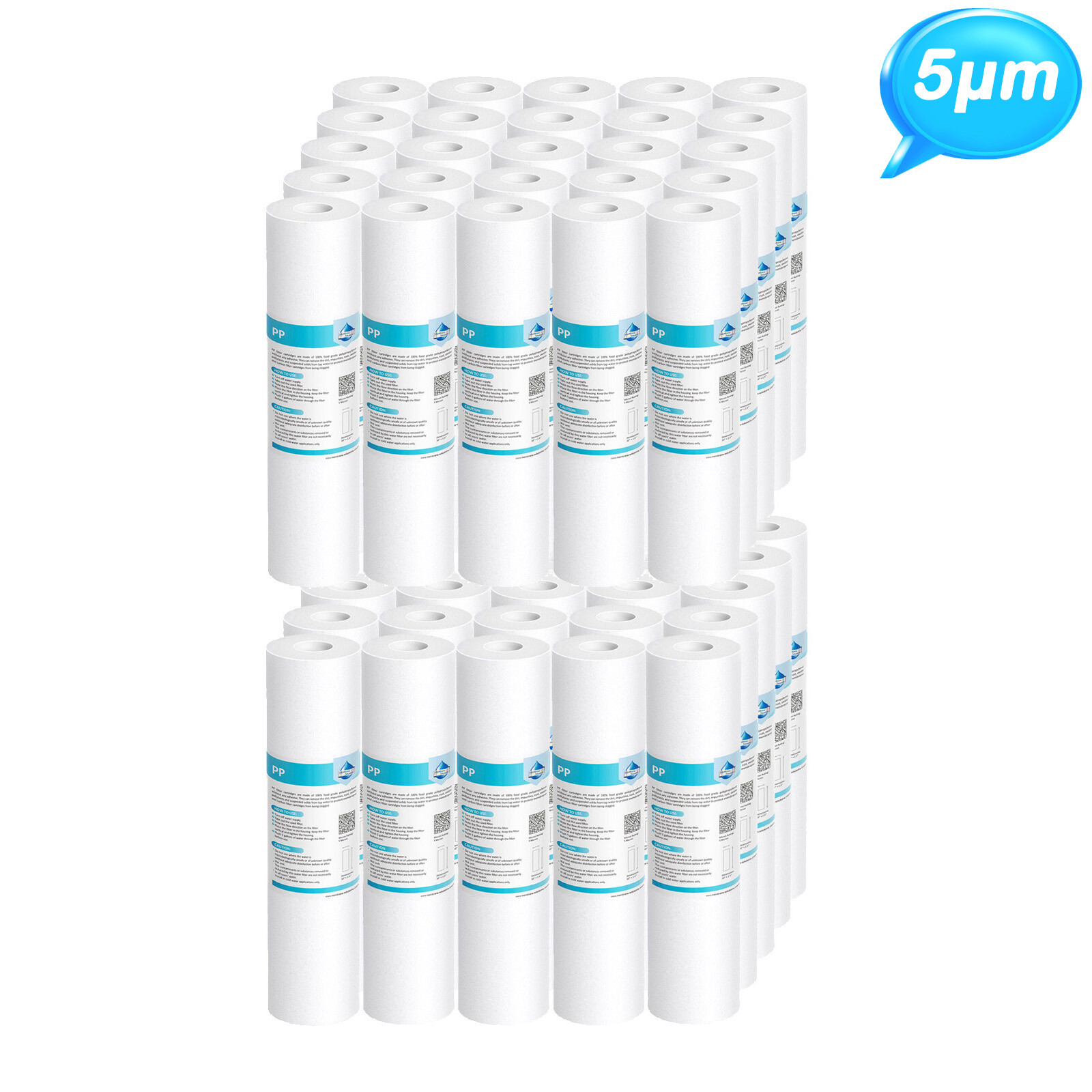 1-50 Pack 5 Micron 10″x2.5″ Whole House Sediment Water Filter Cartridges Replace