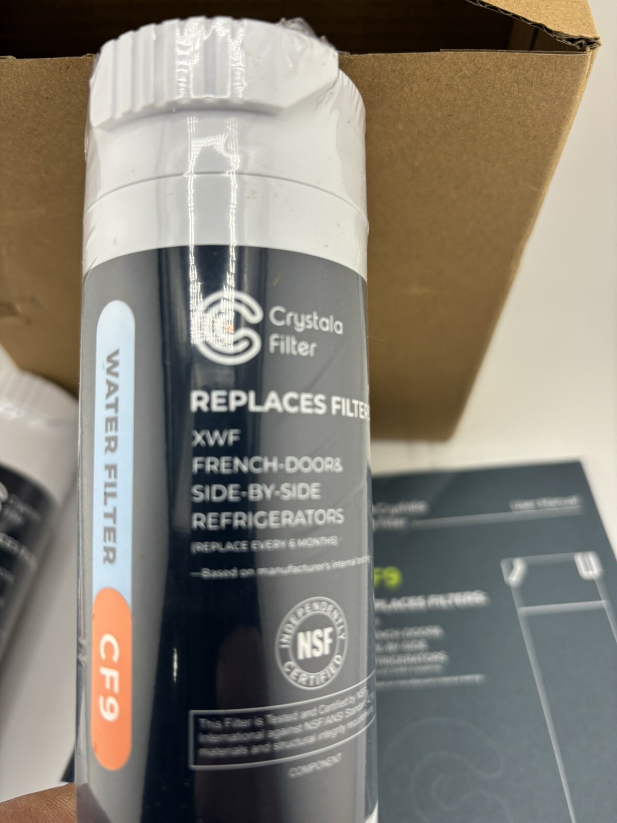 3PK Sealed Crystala CF9 Premium Refrigerator Water Filter For GE XWF French Door