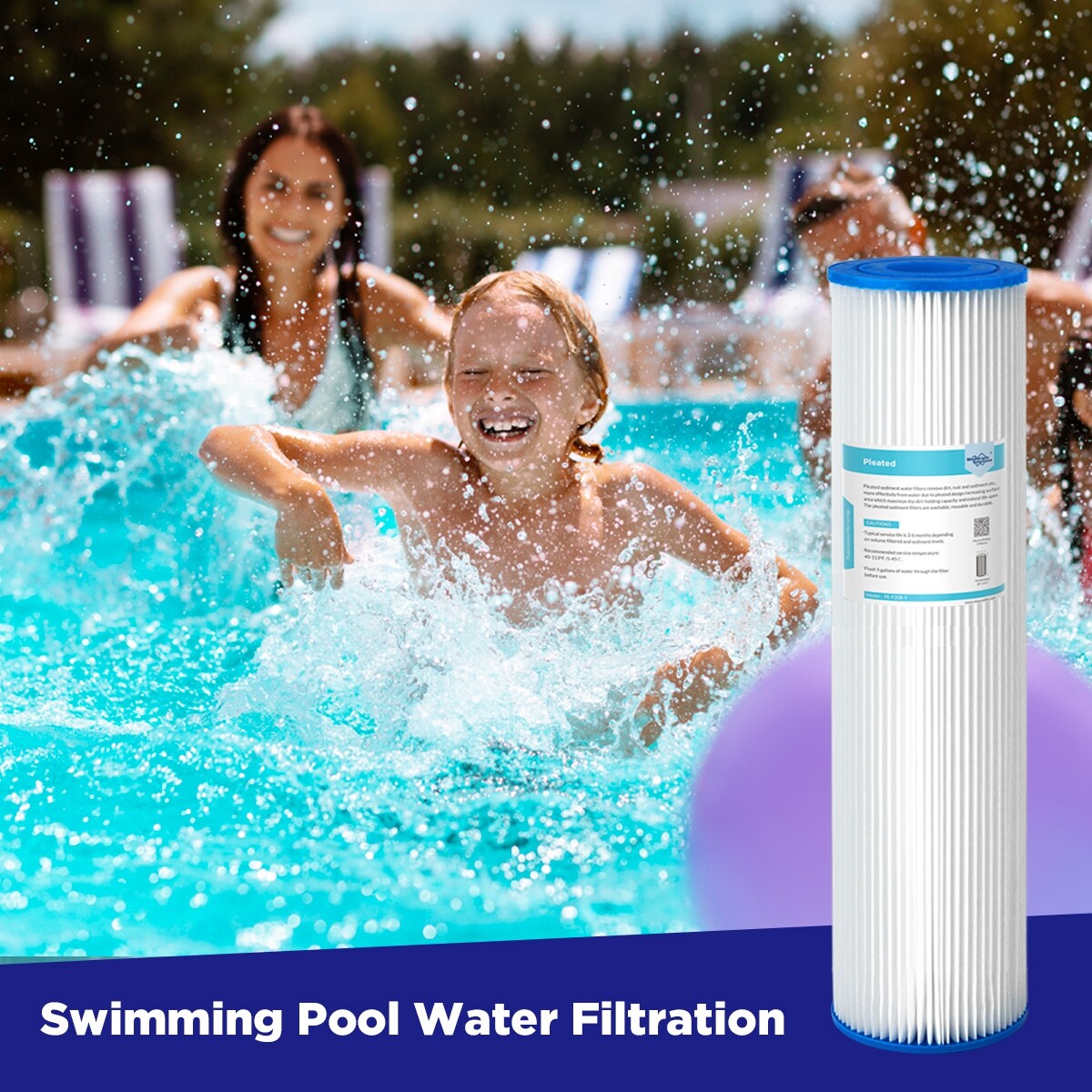 9-Pack 20″x4.5″ Whole House Pleated Sediment Water Filter for Big Blue 5-Micron