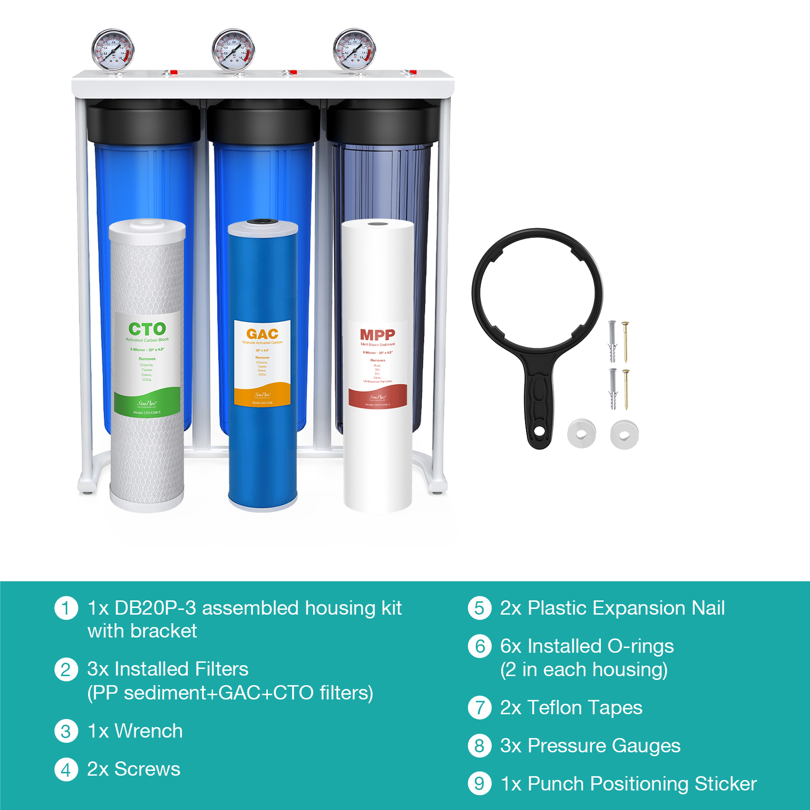 Whole House Well Water Filter System Iron Sulfur Manganese Filtration 100000Gal