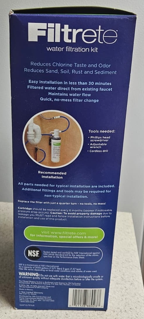 Filtrete Water Filtration Kit Easy Installation Under The Sink White USA Seller