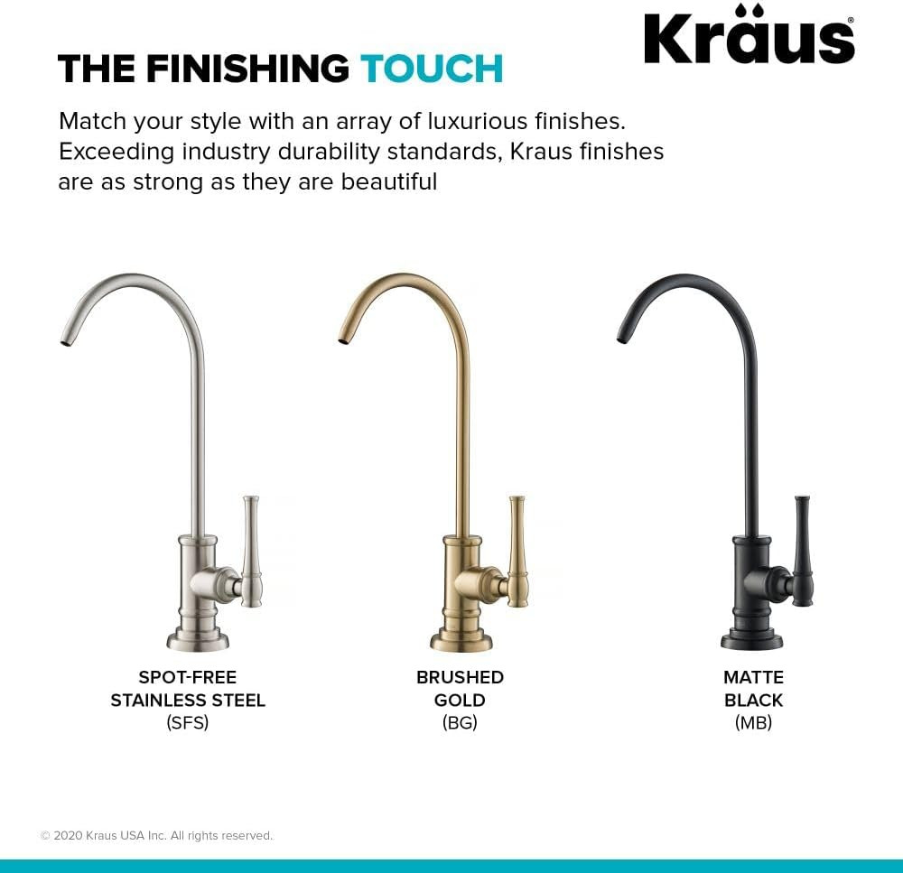 Allyn 100% Lead-Free Kitchen Water Filter Faucet in Brushed Gold, FF-102BG