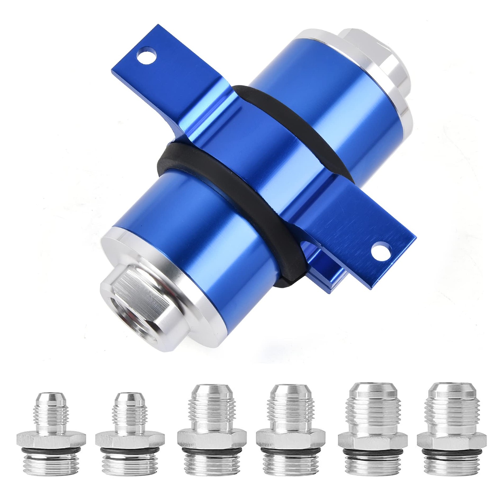 EVIL ENERGY 30 Micron Inline Fuel Filter with 6AN 8AN 30 Micron, Blue&Silver
