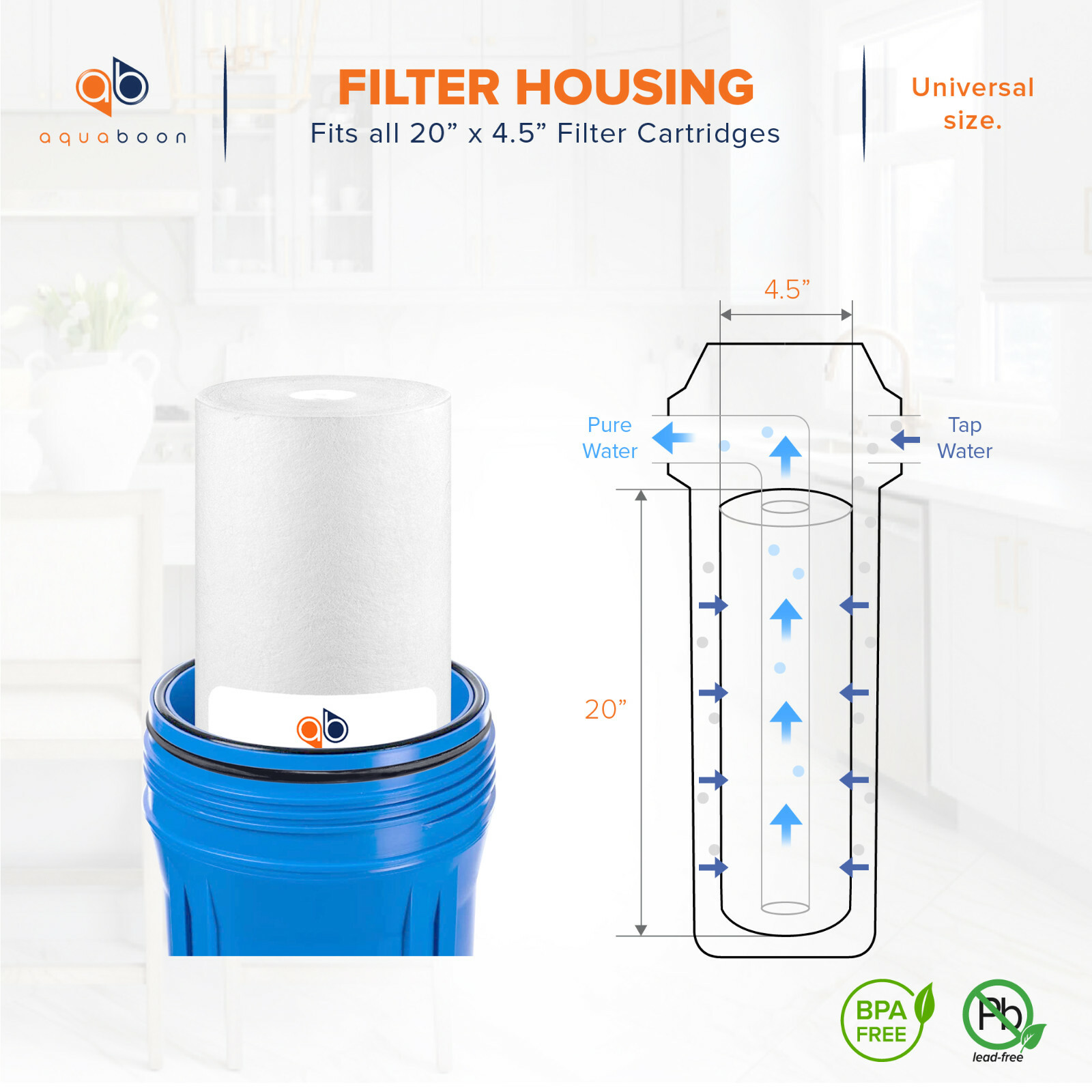 2PK of Big Blue 5 Micron 20″ x 4.5″ Sediment Water Filter Cartridge by Aquaboon