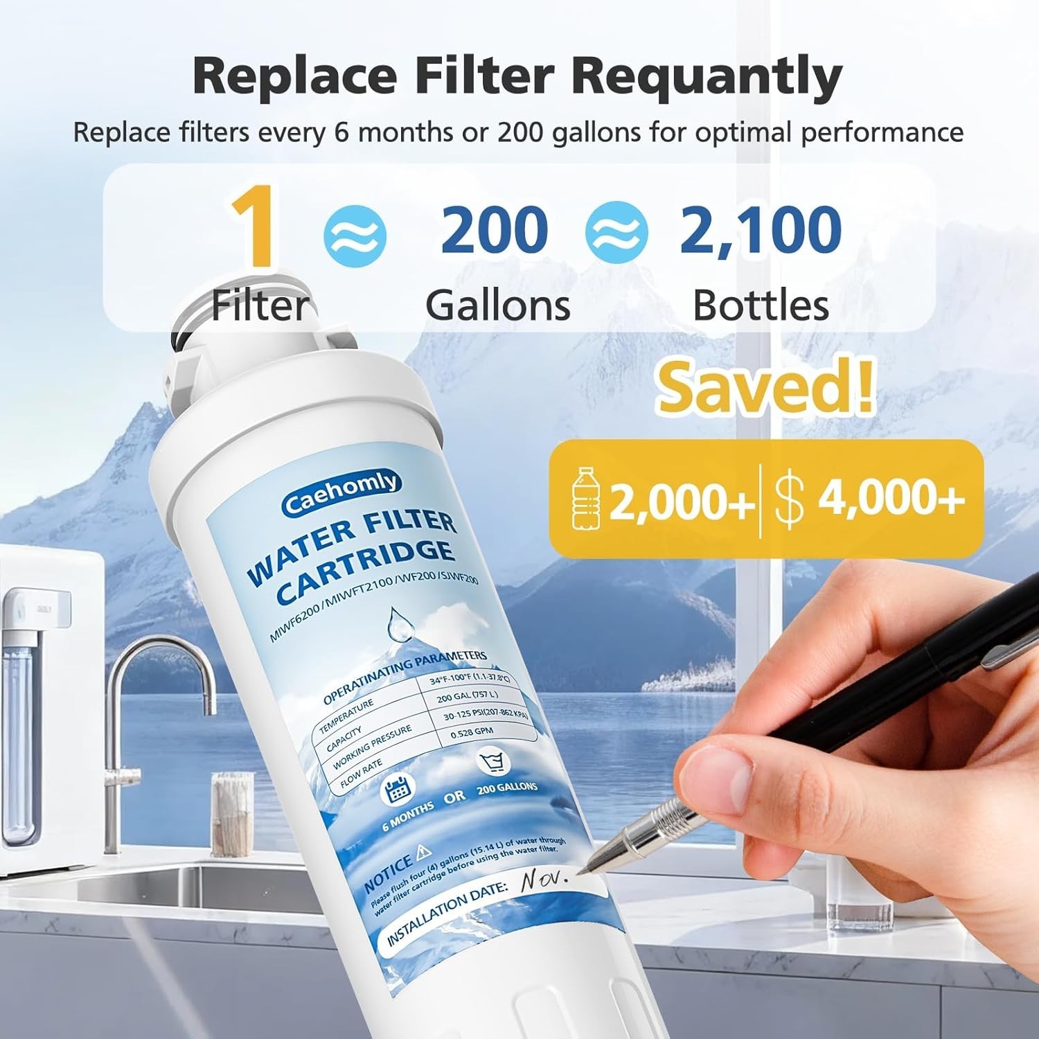 2 PACK MIWF6200 Water Filter Cartridge Compatible with Midea , MIWF6200, MF-2…