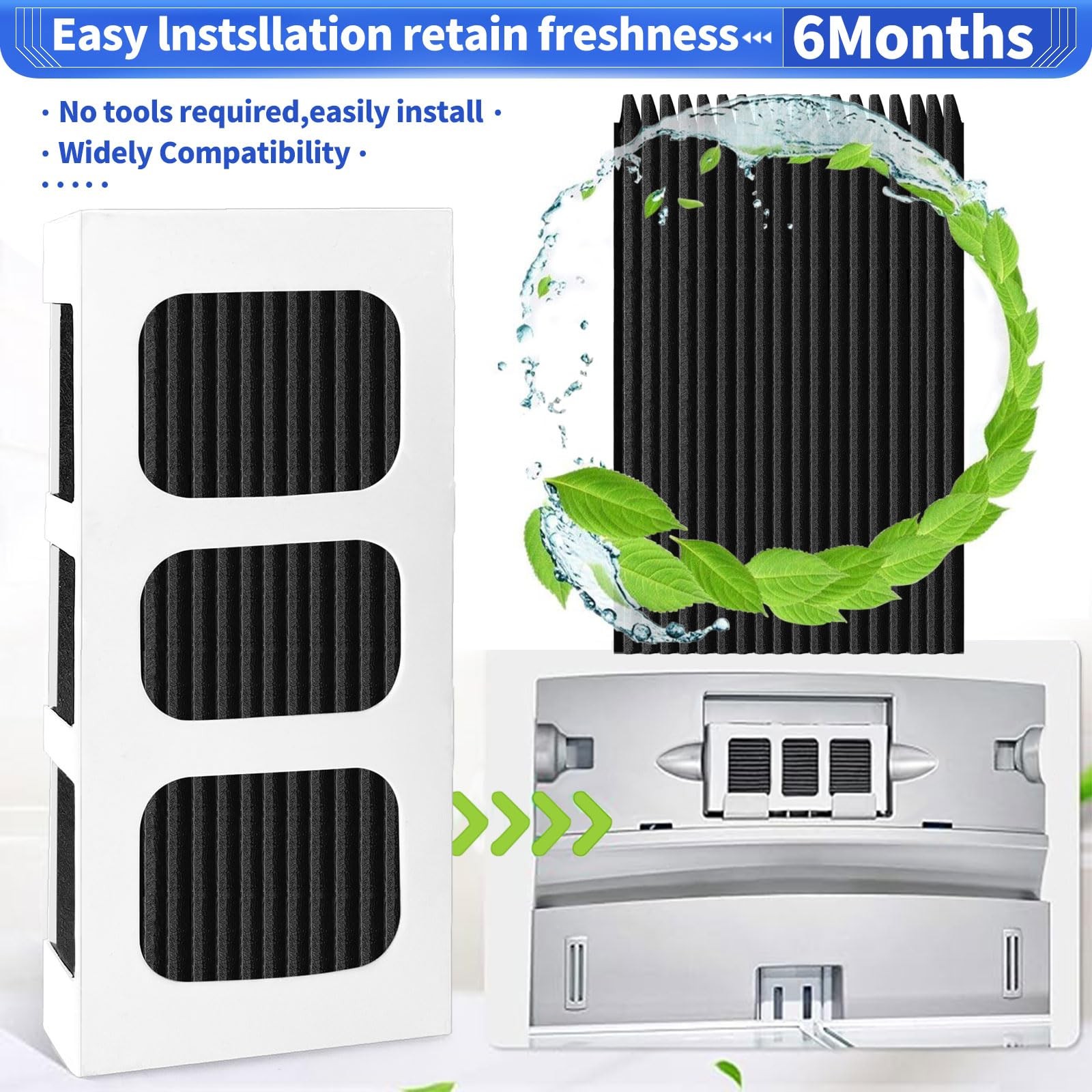 4 Pack Paultra2 Refrigerator Air Filter Replacement For 4PCS, Black