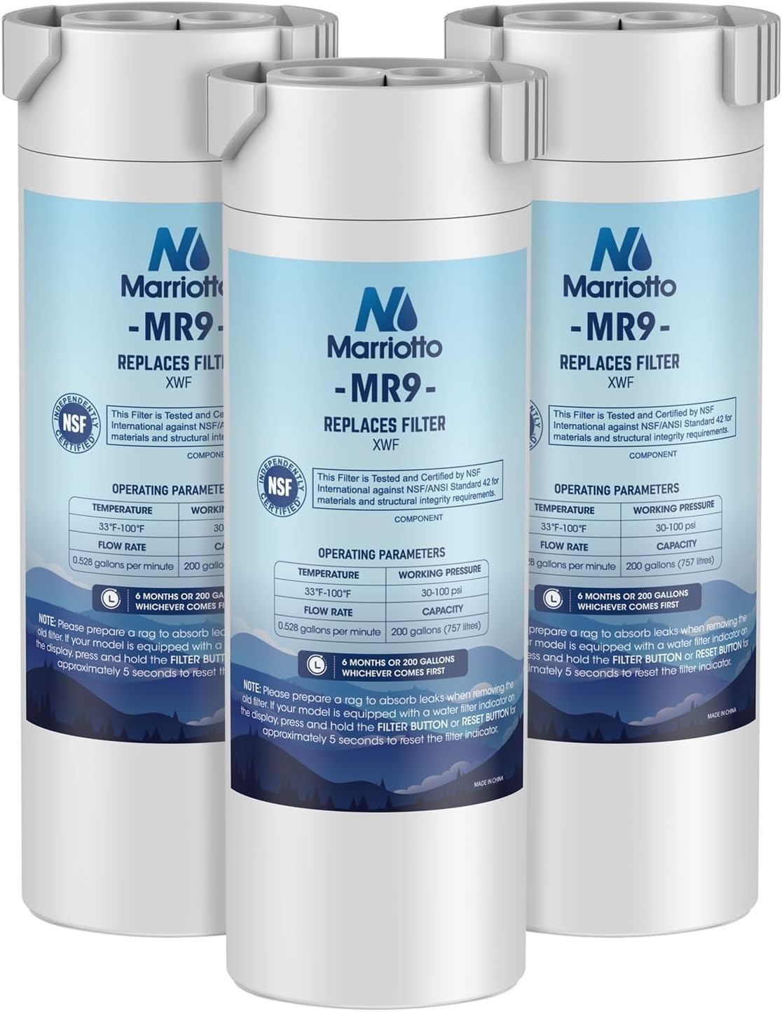 Replacement Water Filter 3 Pack NSF Certified for GE Side by Side Refrigerators