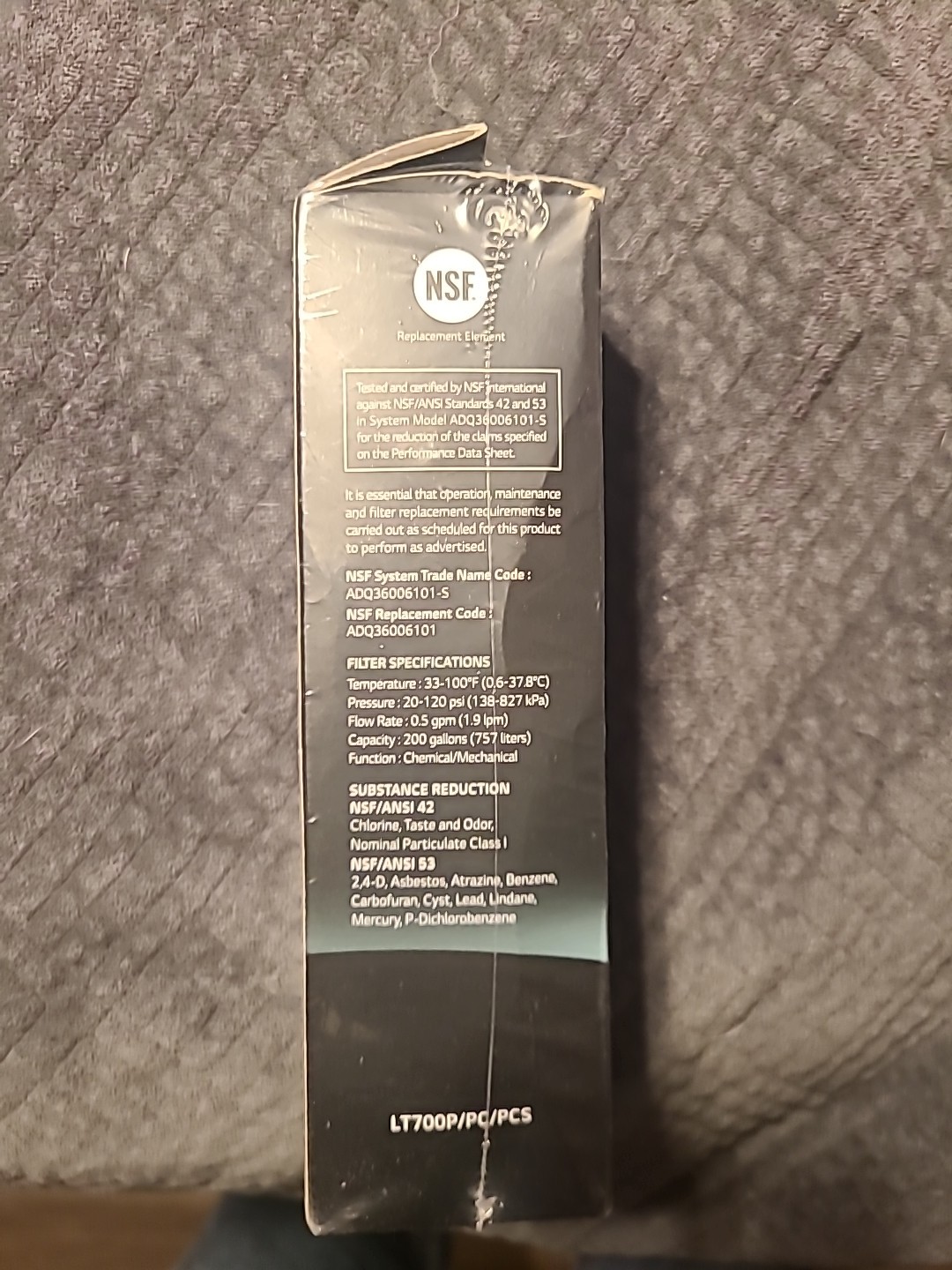 New Sealed LG LT700P Refrigerator Water Filter Replacement ADQ36006101, 1 Pack