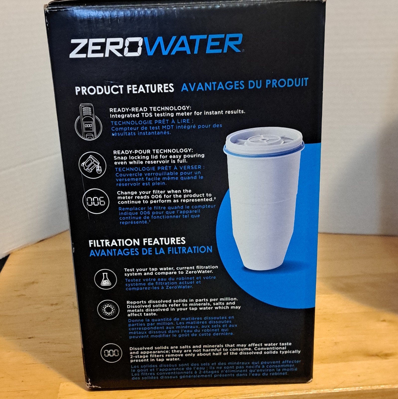 ZeroWater 5-Stage Filter Jug Dispenser Pitcher w/ Spigot 2.8L Blue/White