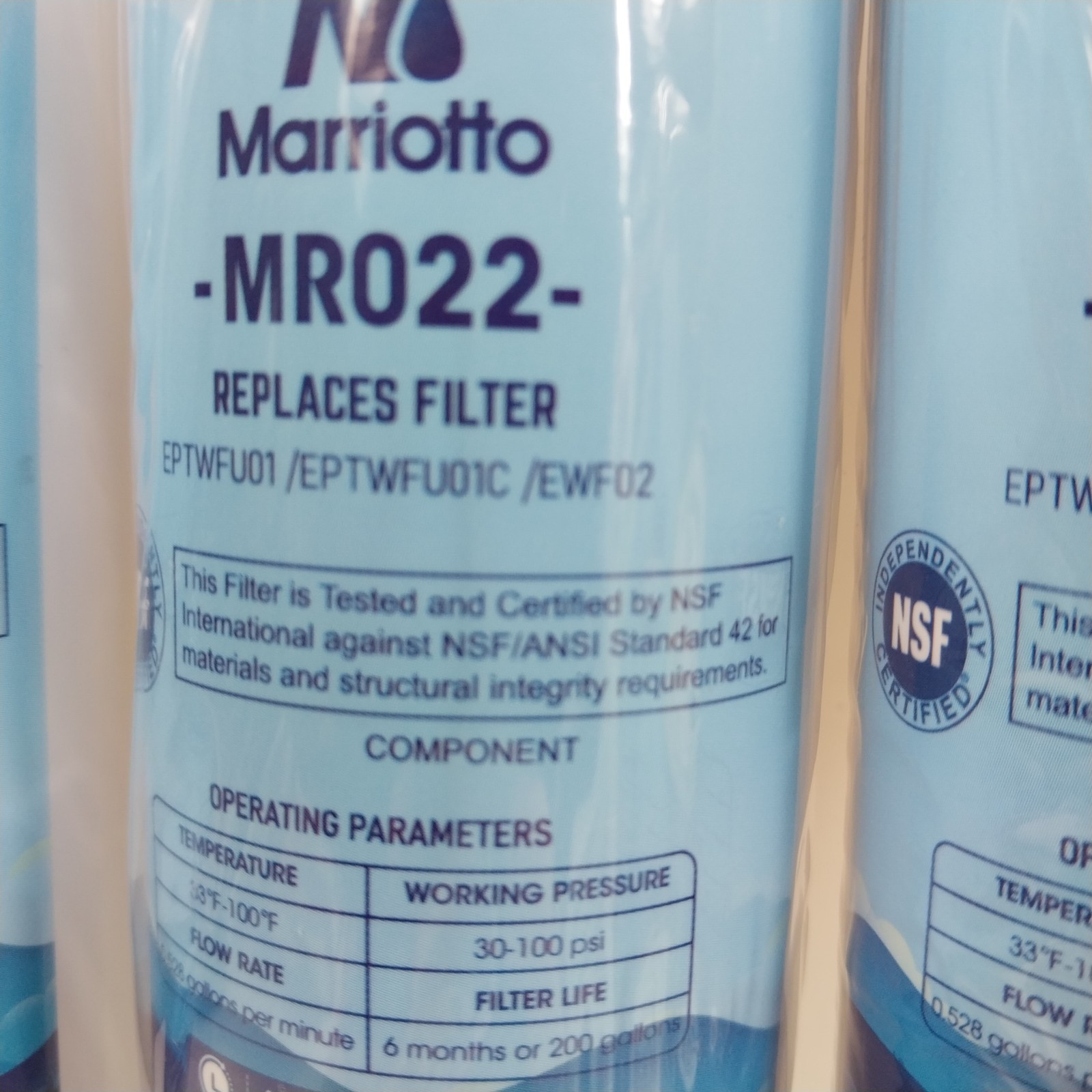 3x Marriotto MR022 Replacement Water Filters New Sealed