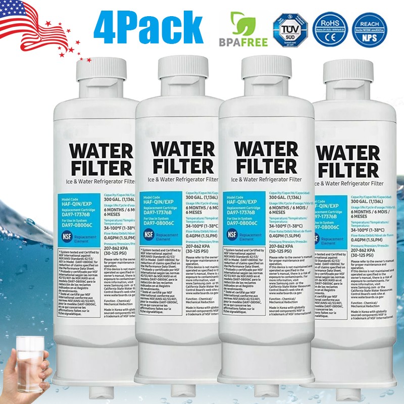 4 PACK Fit For Samsung DA97-17376B HAF-QIN/EXP REFRIGERATOR Water Filter US
