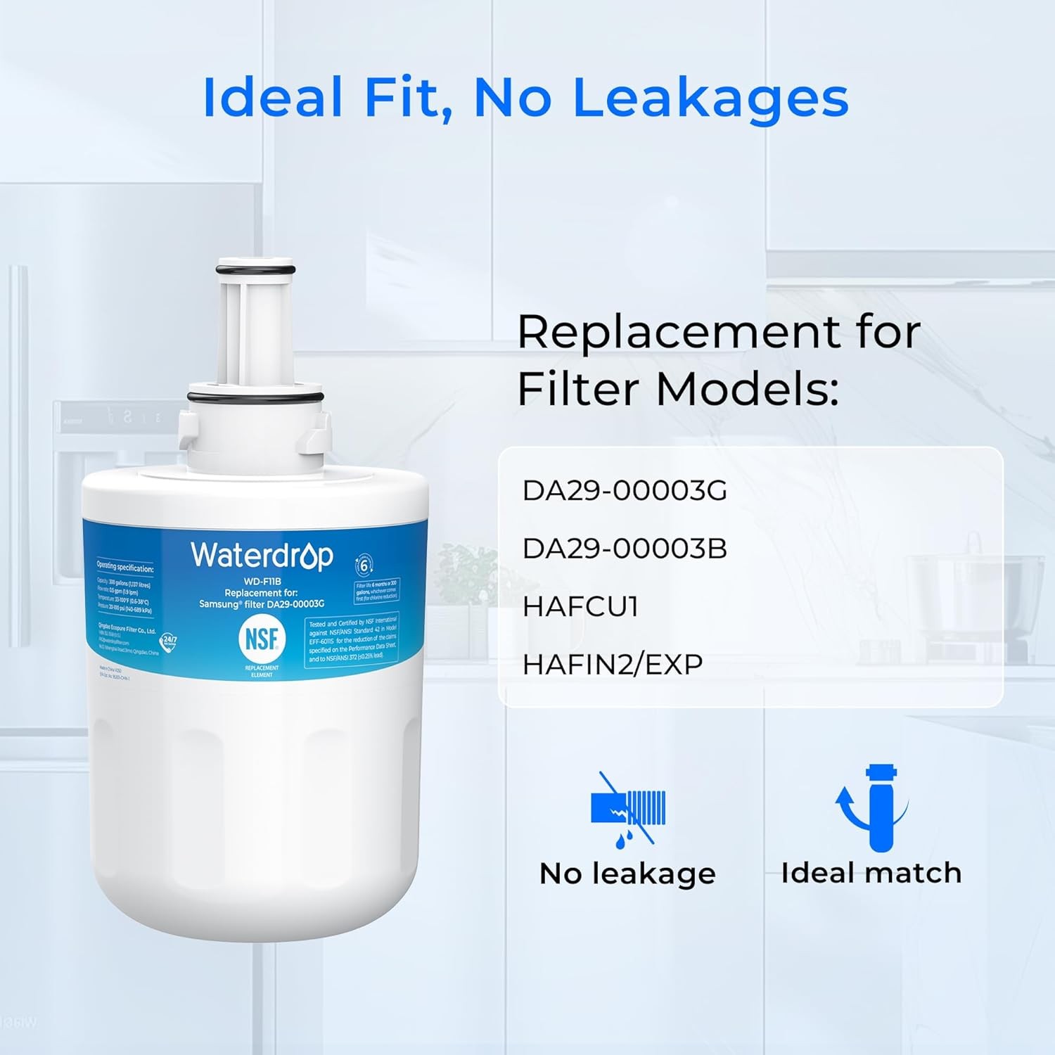 Waterdrop Fridge Water Filter Replacement for Samsung DA29-00003G, DA29-00003B