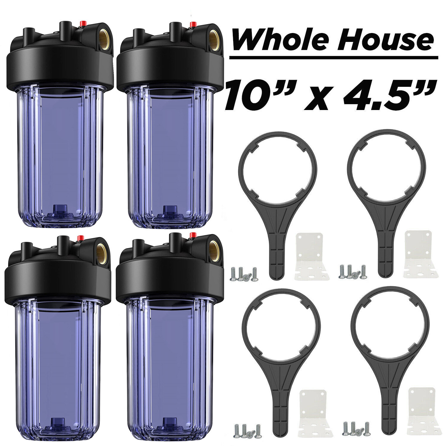 SimPure 10 Inch Clear Whole House Water Filter Housing 4.5″ x 10″ for Home & RV