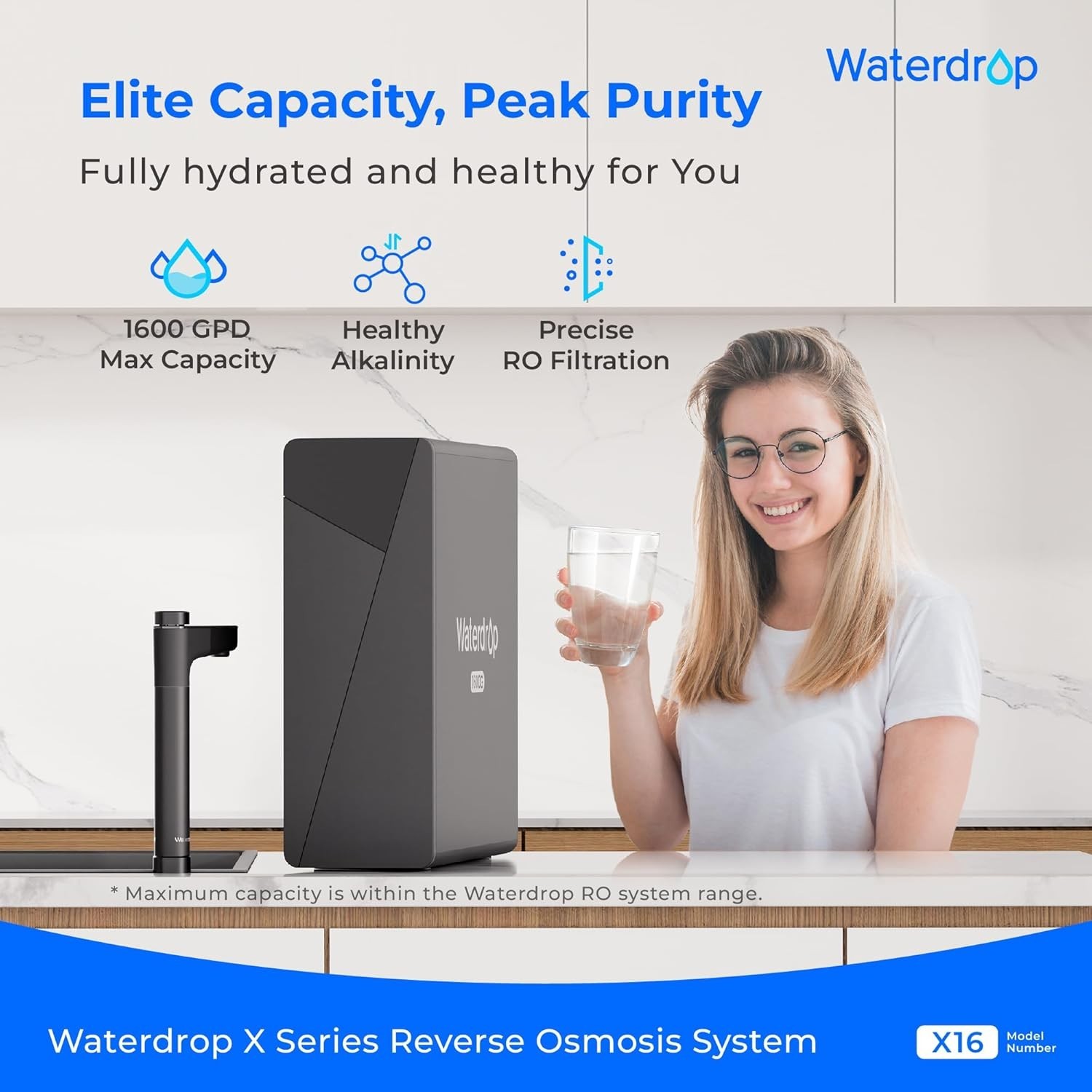 Waterdrop X16 Tankless Reverse Osmosis System, NSF/ANSI 58&372 Certified