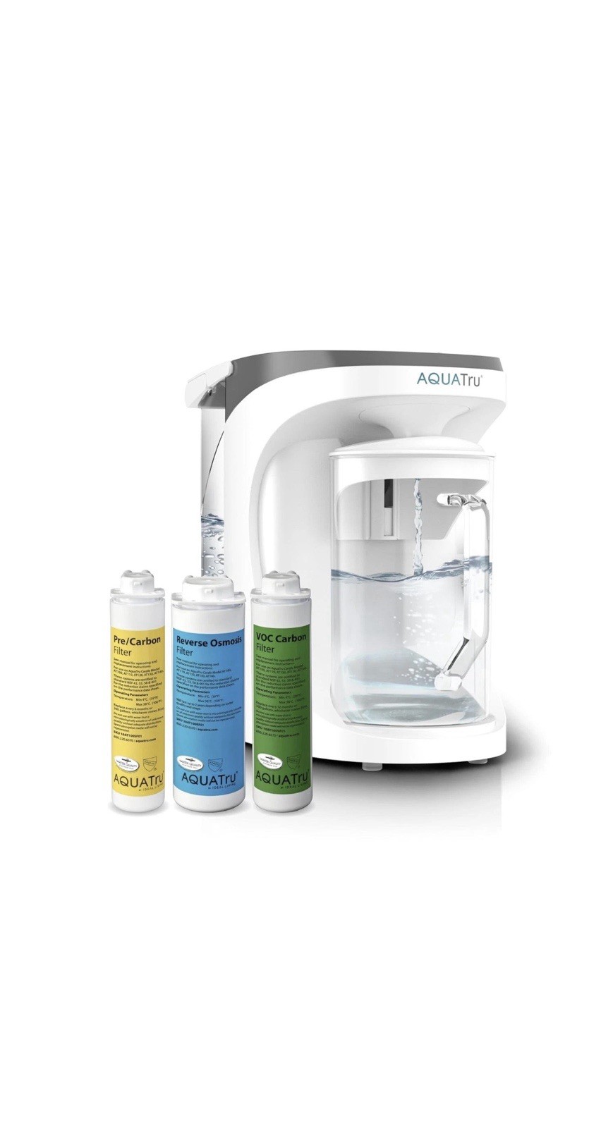 AQUATRU Carafe Countertop Reverse Osmosis Water Purifier NEW open Box