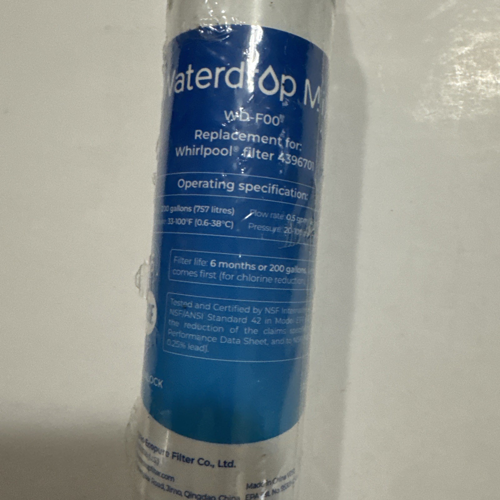 Waterdrop Wd-f00 Refrigerator Water Filter Replace For Whirlpool 4396701 New E47