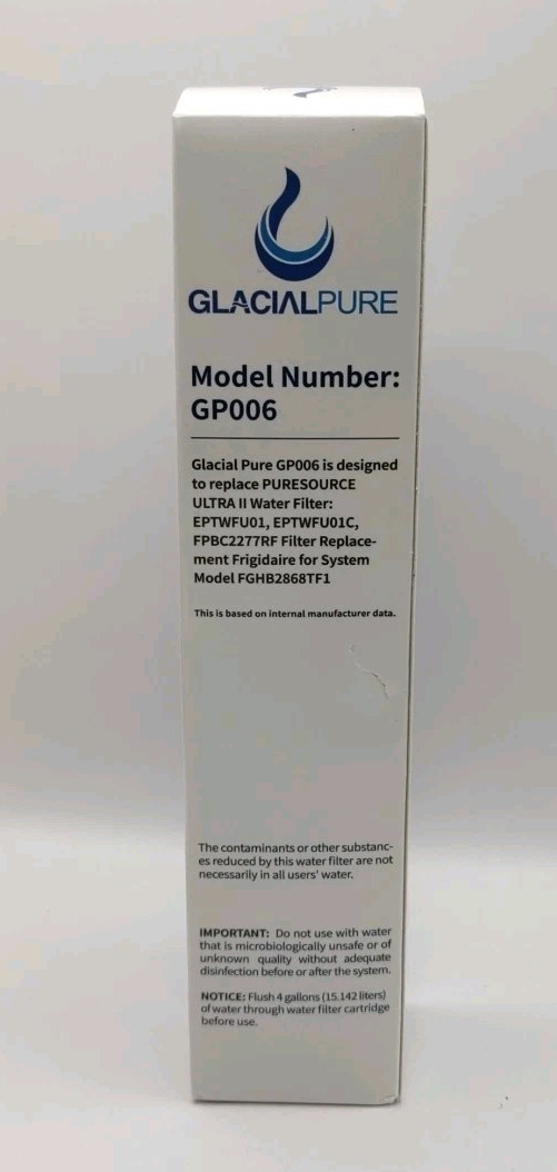 Glacial Pure GP006 Replacement Water Filter EPTWFUO1 NIB *SEE DESCRIPTION