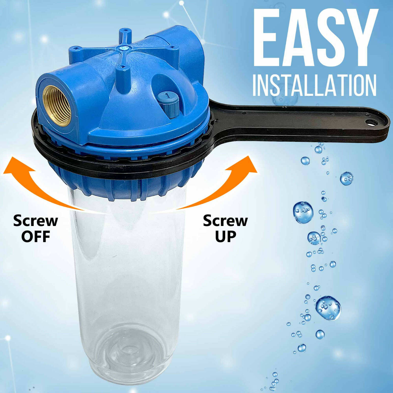 10″ Clear Standard Whole House Water Filter System 4 Sediment 10 Micron Filters
