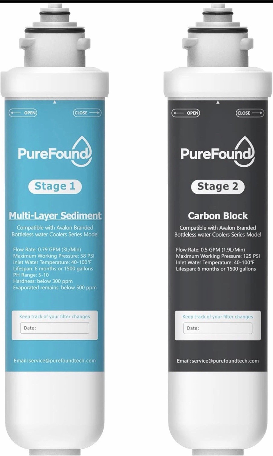 2 Stage Replacement Filters Compatible with All Avalon Bottleless Water Coolers