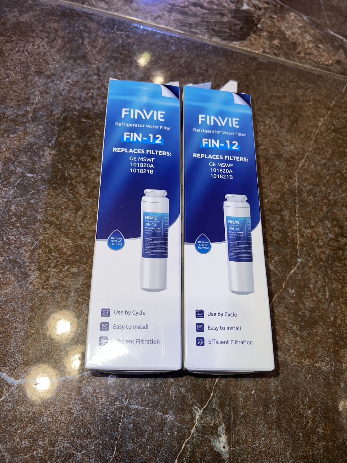2 Pack Finvie Fin-12 WD-MSWF Refrigerator Water Filter Replaces GE MSWF