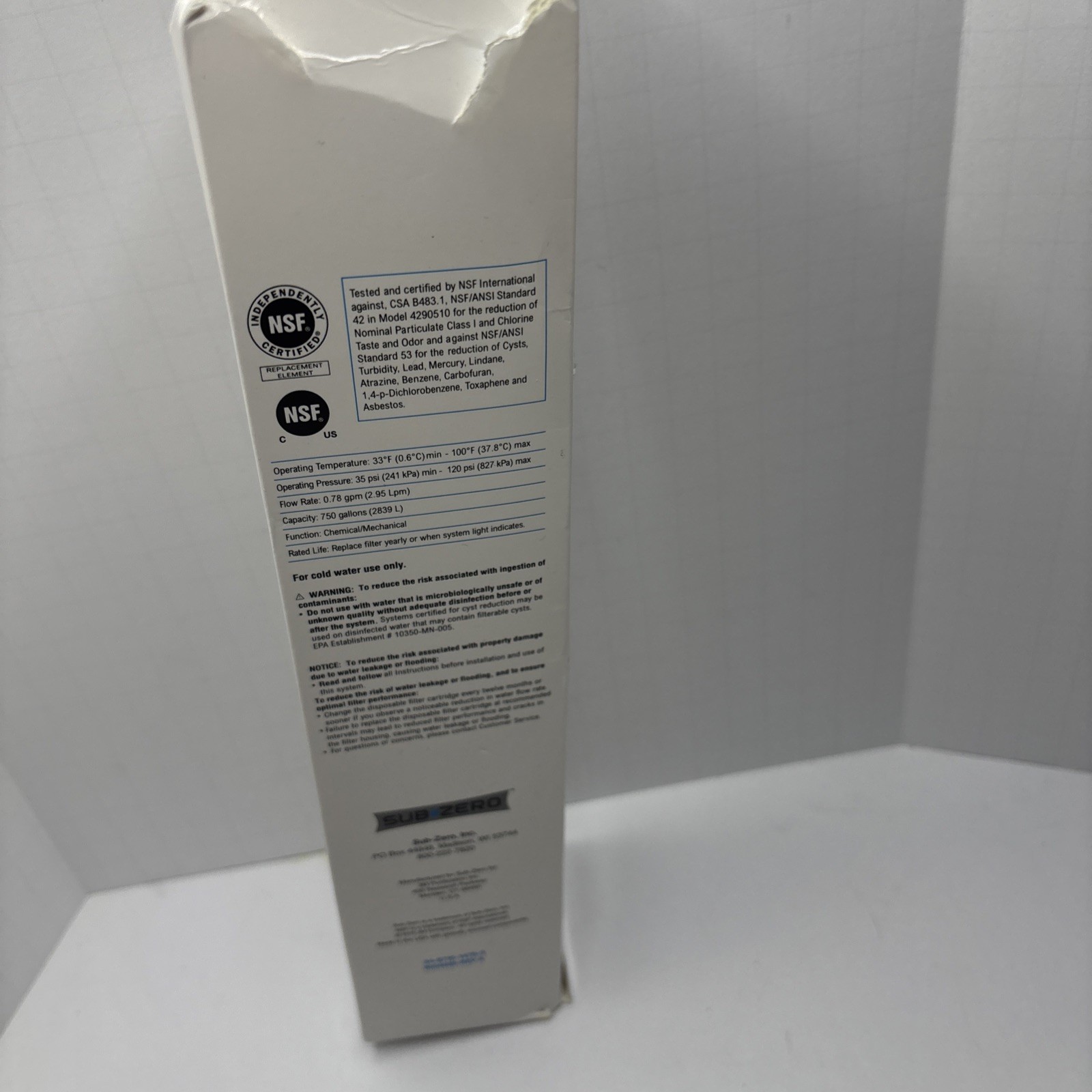 Sub-Zero Water Filter 4204490 Replacement Cartridge