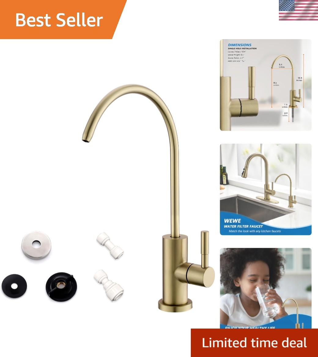Elegant Gold Kitchen Water Filter Faucet – 360° Swivel for Pure Drinking Water