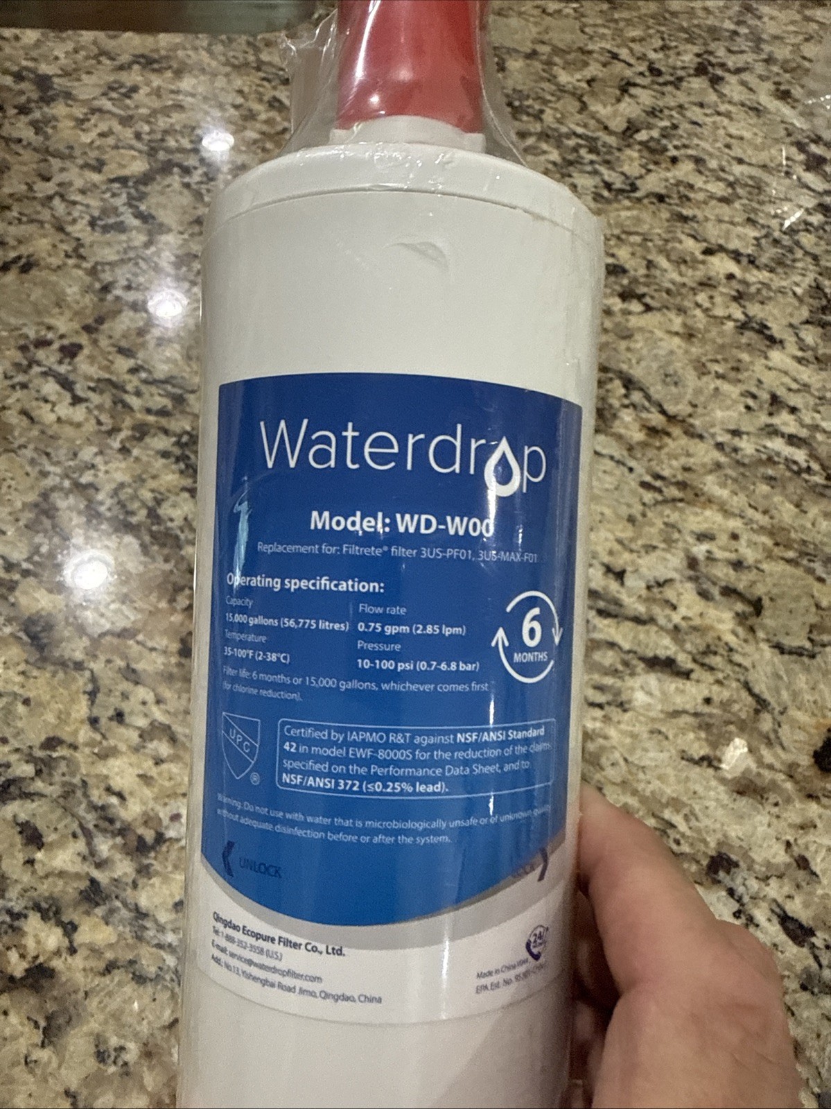 Waterdrop WD-W00 Under Sink Water Filter Replaes Filtrete 3US-PF01 3US-MAX-F01