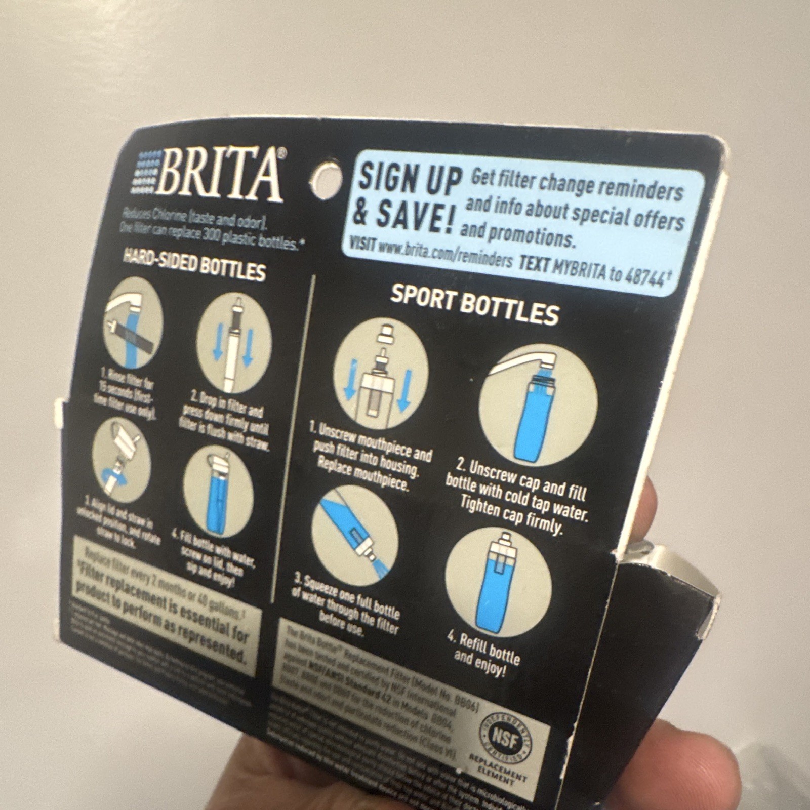 BRITA Bottle Replacement Filters 2-Pack For Hard-Sided/Sport Bottles 40 gal