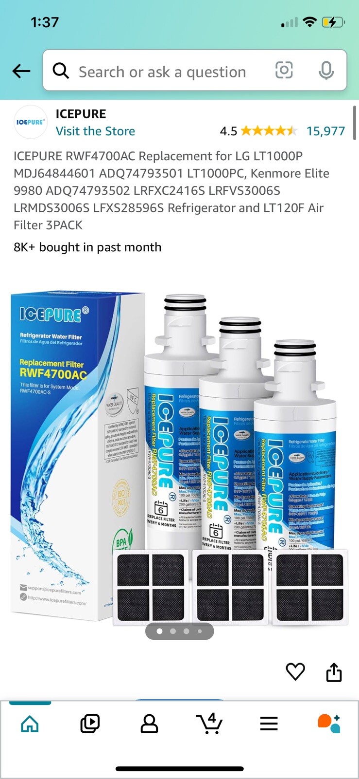 ICEPURE RWF4700AC Replacement for LG 3pack