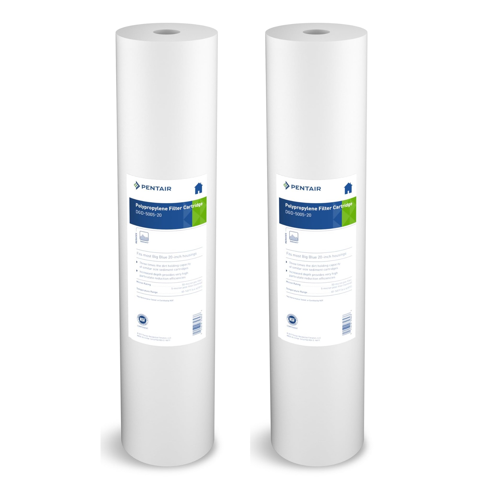 Pack of 2 White Potable Water Filter Cartridges for Big Blue Filter Housings