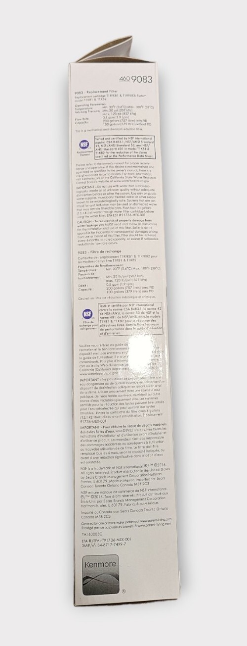 Kenmore 460-9083 9083 Replacement Refrigerator Water Filter