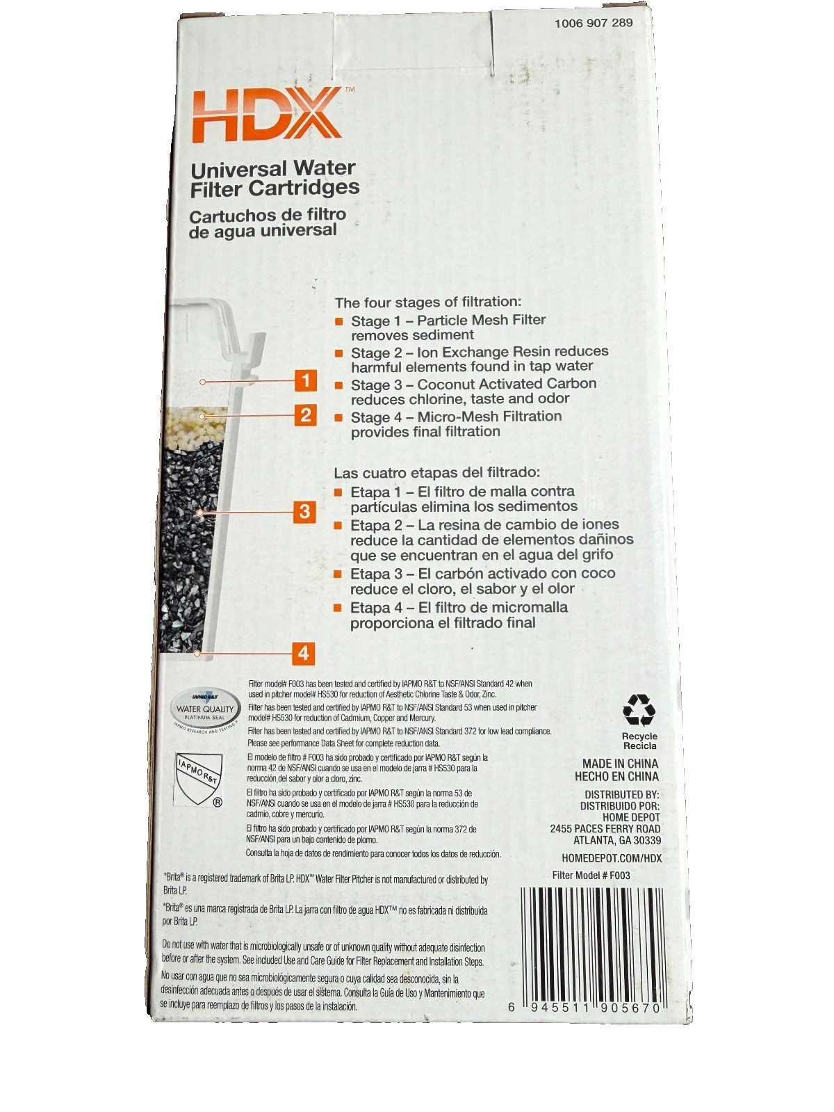 HDX Water Pitcher Replacement Water Filter Cartridges BPA Free 4 BRITA (16-Pack)