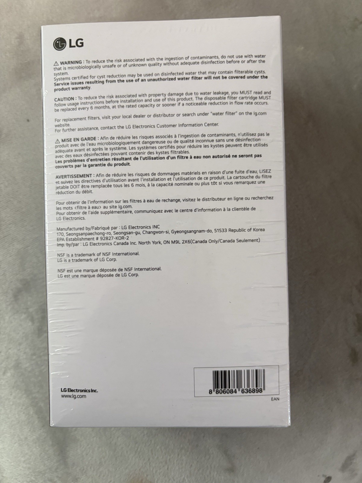 LG LT1000P2 Water Filter Replacement Cartridge 2-Pack Carbon Block 200 gal